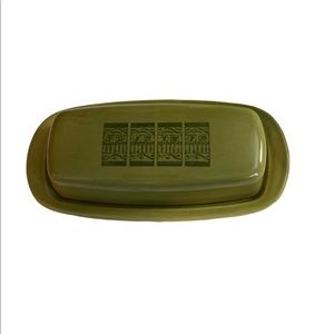Vintage Avocado Green Butter Dish